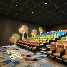 现代电影院放映厅3d模型