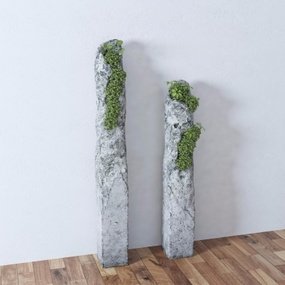 新中式石柱绿植小品3d模型