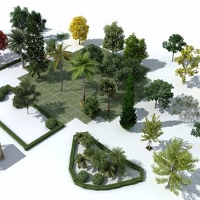 现代景观树室外树组合3d模型