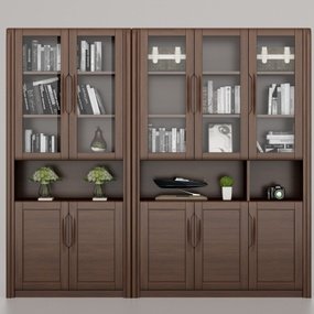 现代实木书柜3d模型