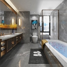 新中式卫生间浴室3d模型