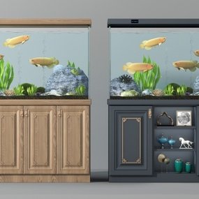 新中式鱼缸水族组合3d模型