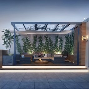 现代屋顶花园露台3d模型