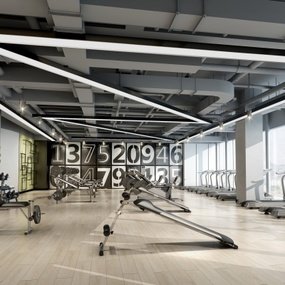 工业风健身房3d模型