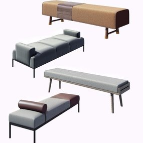现代脚榻床尾凳3d模型