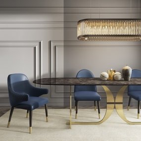意大利Capital品牌 现代金属大理石餐桌椅3d模型