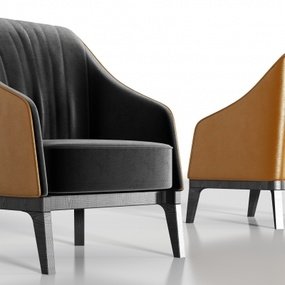 现代皮革绒布单人沙发3d模型