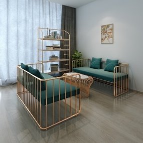 现代金属双人沙发3d模型
