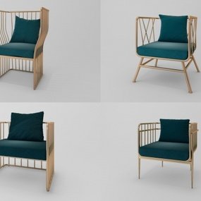 现代轻奢金属单椅3d模型