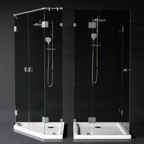 现代方形转角淋浴房玻璃门3d模型