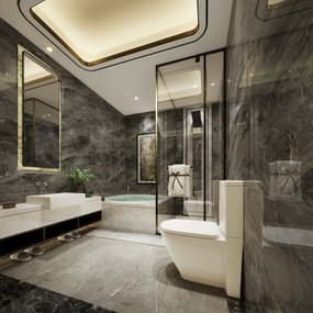 现代酒店卫生间浴室3d模型