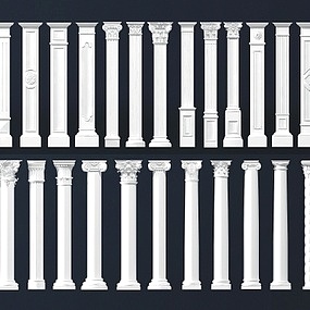 欧式石膏罗马柱组合3d模型