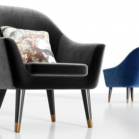 现代金属绒布单人沙发3d模型