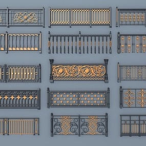 欧式铁艺栏杆护栏3d模型