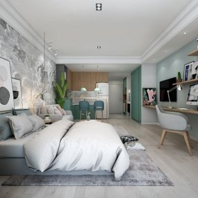 北欧小公寓卧室3d模型