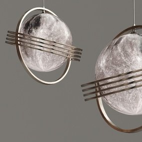 现代月球金属吊灯3d模型