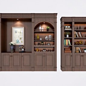 欧式实木酒柜书柜3d模型