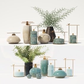 新中式陶瓷器皿花瓶摆件3d模型