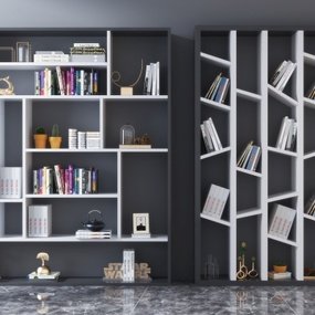 现代实木书柜3d模型