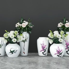 新中式花瓶插花3d模型