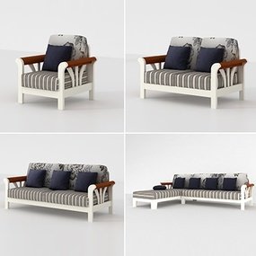 美式田园风多人沙发3d模型