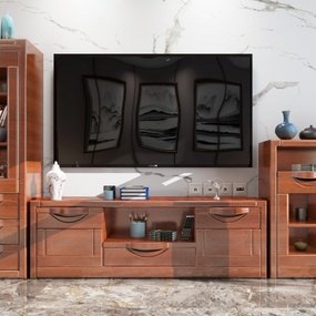 新中式实木电视柜组合3d模型