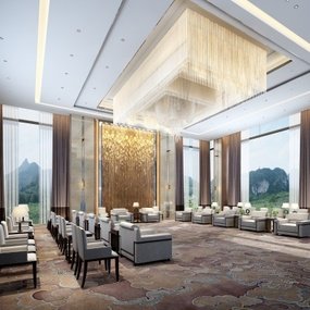 新中式酒店会客室3d模型