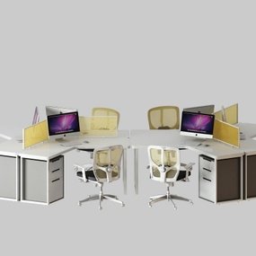 现代卡座办公桌椅组合3d模型