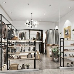 现代鞋店服装店3d模型