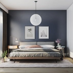北欧卧室双人床3d模型