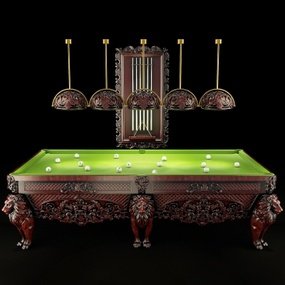 欧式实木台球桌3d模型