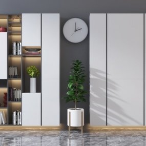 现代实木装饰柜书柜组合3d模型