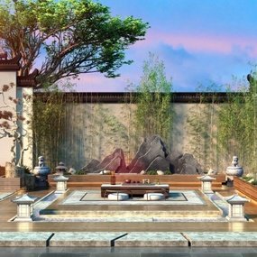 中式园艺小品露台景观3d模型