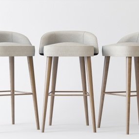 现代实木布艺吧椅3d模型