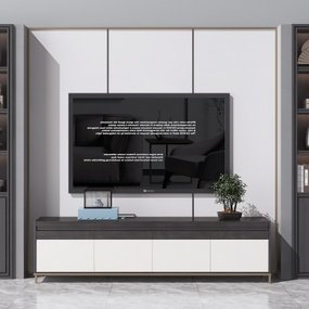 新中式电视背景墙3d模型