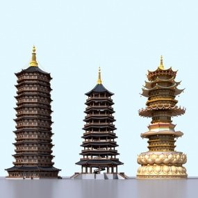 中式古建宝塔3d模型