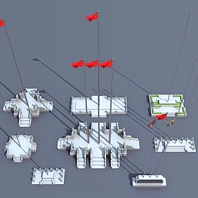 中式升旗台3d模型