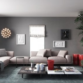 现代布艺沙发组合3d模型