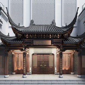 中式住宅门头3d模型