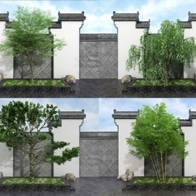 新中式树木景观3d模型