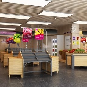 现代水果店超市3d模型