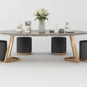 北欧轻奢大理石桌椅组合3d模型