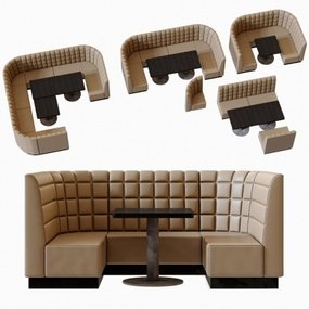 现代皮革卡座沙发3d模型