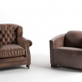 美式皮革单人沙发3d模型