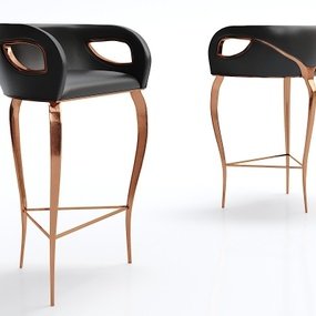 现代皮革吧椅3d模型