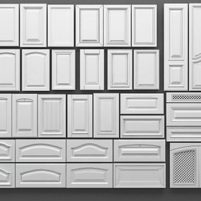 欧式白色柜门护墙板组合3d模型