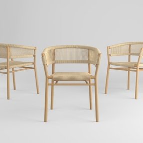 现代实木绳编单椅3d模型