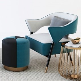 现代轻奢布艺沙发椅3d模型