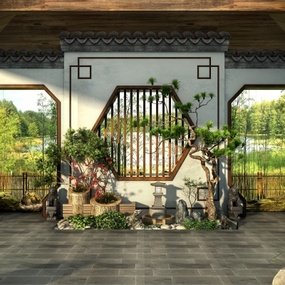 中式庭院景观3d模型