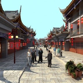 中式古建商业街3d模型